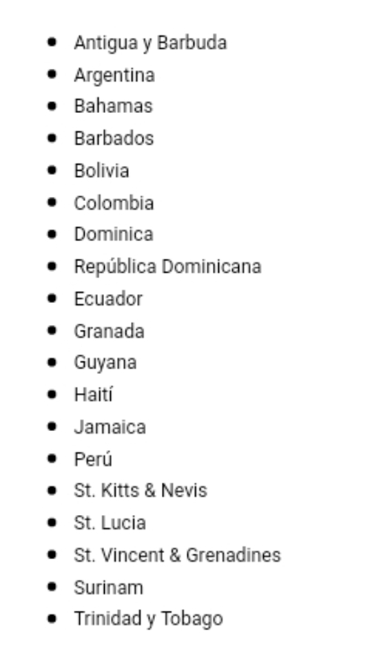 Países que necesitan una visa para ingresar a Guatemala