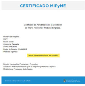 Pyme certificado grado